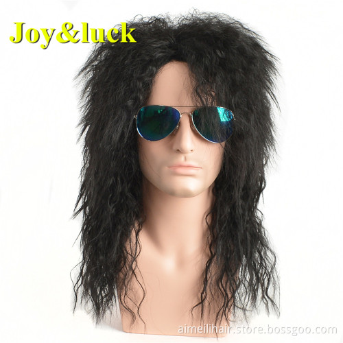 Male Blond Curly Hair Wholesale Wig for Blonde Black Long Mens Hairstyle Natural Afro Kinky Curly Men Wigs Synthetic Hair Wigs